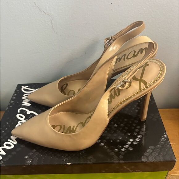 Sam Edelman Hastings Nude patent leather Pointed Slingback Heels size 10 NWT NIB - Picture 2 of 6